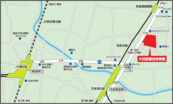 大田区総合体育館の場所 略地図